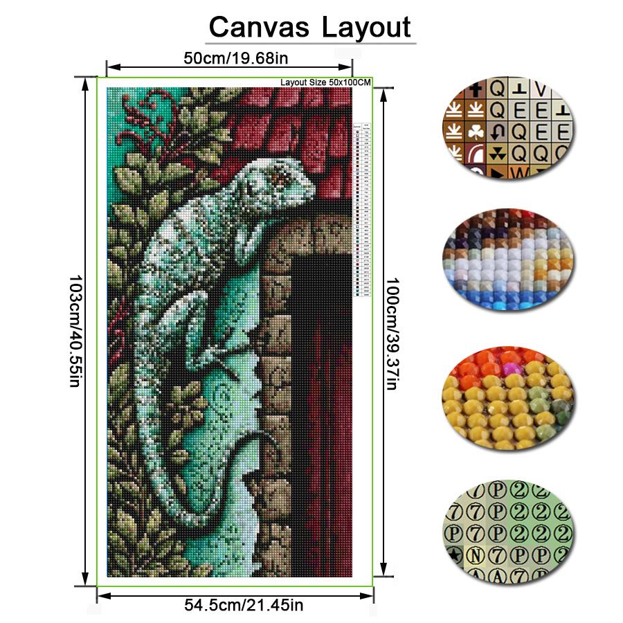 Gecko Tamaño Grande Pintura de Diamantes Animales Diy Taladro Cuadrado Redondo Completo Bordado de Pedrería Mosaico Kits de Punto de Cruz Decoración de Pared