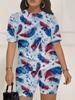 Skull Head 1116 Summer New Versatile Abstract Printed Women's Clothing Suit European and American Women's Clothing Daily Short Sleeve Shorts