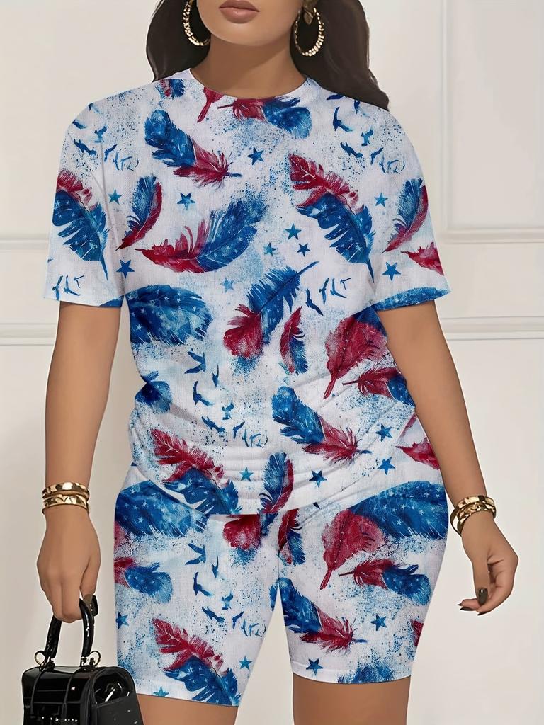 Skull Head 1116 Summer New Versatile Abstract Printed Women's Clothing Suit European and American Women's Clothing Daily Short Sleeve Shorts