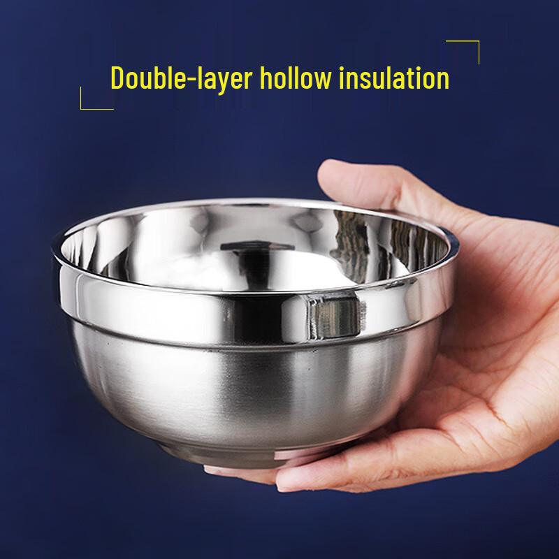 Churong 304 Stainless Steel Double-Layer Anti-Scald Bowl