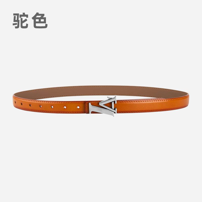 Alloy Alphabet Board Buckle Leather Belt Women'S Premium Pants Belt Women'S