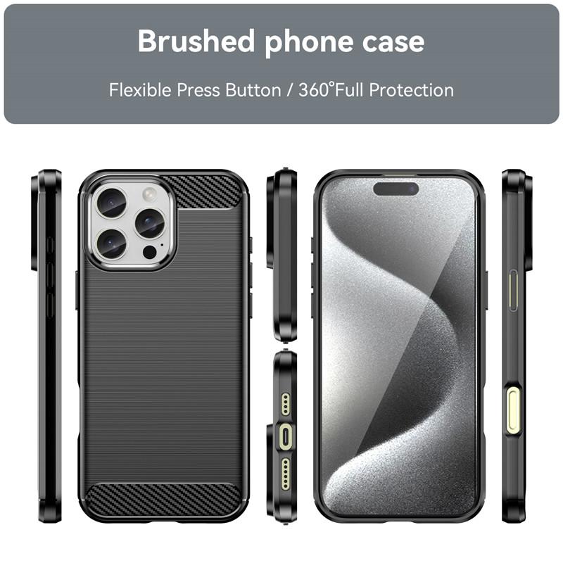 For iPhone 16 Pro Max Case For iPhone 16 Pro Cover Carbon Fiber Shockproof Silicone Bumper For Apple iPhone 16 Plus Fundas