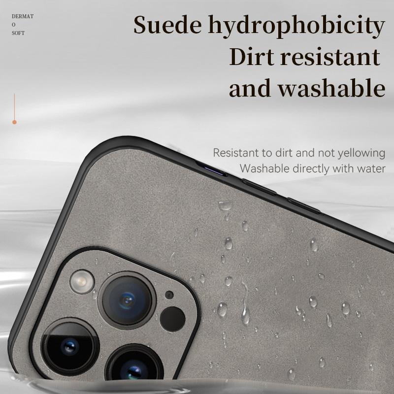 Sheepskin Leather Case For iPhone 16 15 14 13 12 Samsung S25 S24 Plus A34 S23 Redmi Note 14T 12 4G Mi 12T Pro Soft Edges Pure Color Phone Cover