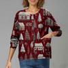 Women's Casual Long-Sleeved Single-Breasted Christmas-Themed Print  Cardigan
