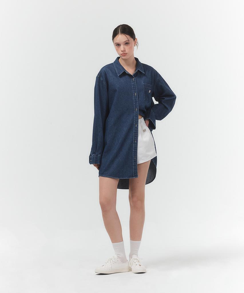 Potipo [W] Oversized Linen Denim Shirt Dress