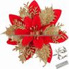 14CM Gold Glitter Christmas Flower Decoration Garland for Trees