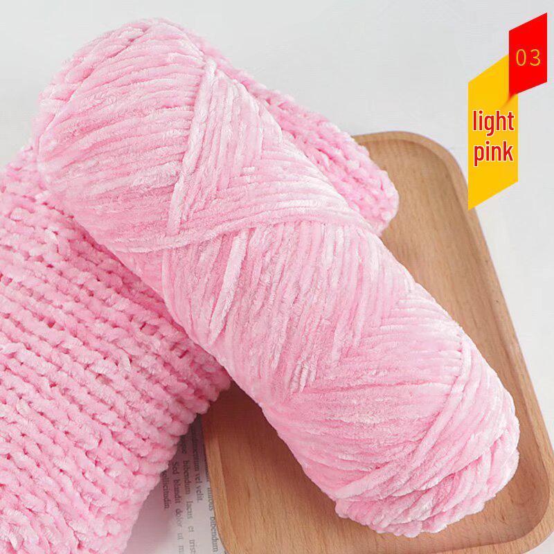 Chenille Golden Silk Velvet Yarn Ball - Medium Thick Glossy Yarn for Hand Knitting and Crochet Slippers.