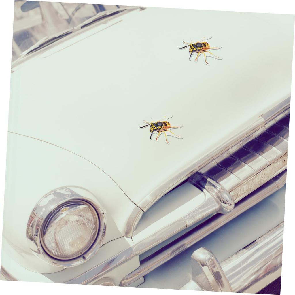 HEALEEP 2 Pcs Car Sticker Rearview Mirror Seal Bee Decal Wasp Sticker PVC Decoration 3D