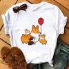 Maycaur Funny Cute Corgi Dog Printed TShirt Harajuku 90s Kawaii Women Short Sleeves T Shirts Tops Graphic Tees Female Tshirt