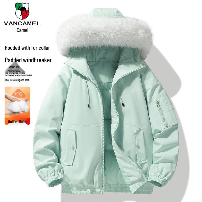 VANCAMEL Men s Hooded Faux Fur Winter Padded Jacket S