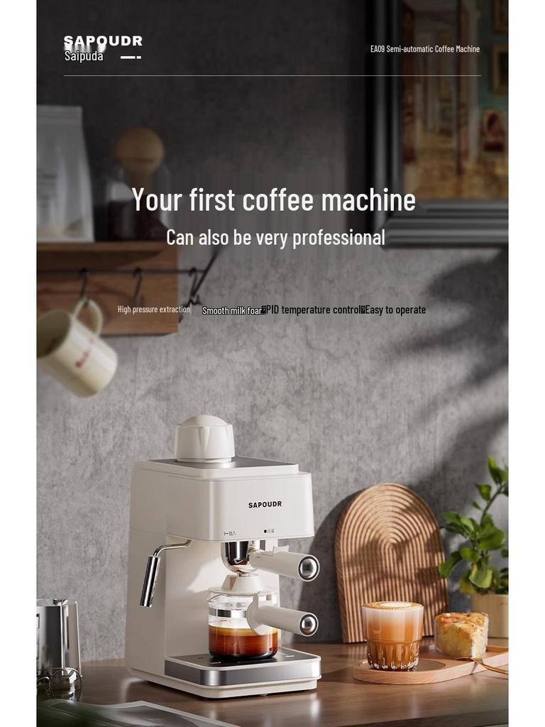Retro Włoski Ekspres do Espresso ze Spieniaczem do Mleka - Półautomatyczny, Idealny do Użytku Domowego