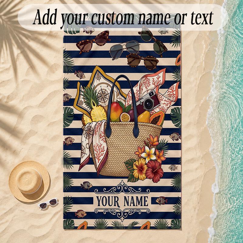 Zeemeermin Thema Zachte Strandhanddoek Gepersonaliseerd Aangepaste Naam Tekst Handdoek Draagbaar voor Strand Zwembad Reizen