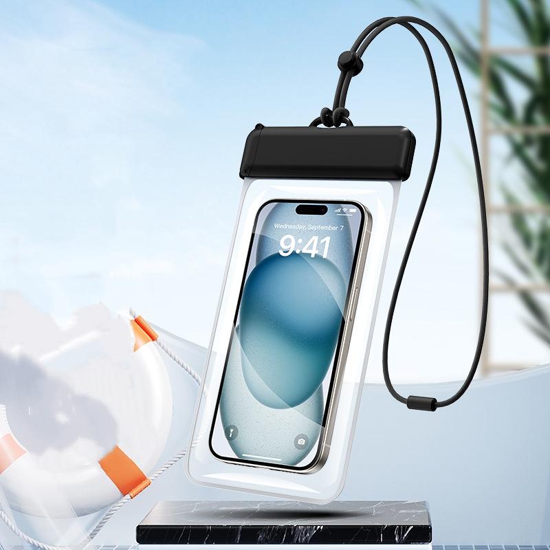 New Floating Airbag Waterproof Phone Bag Swimming Sports Bag Pouch Phone Case Touchscreen  Phones Protector Cover Bags чёрный