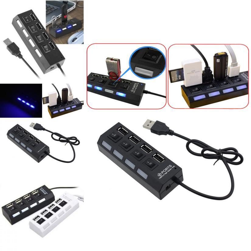 Black Led 4 Port Usb 2.0 Hub With Premium Quality Craftsmanship And Timeless Design