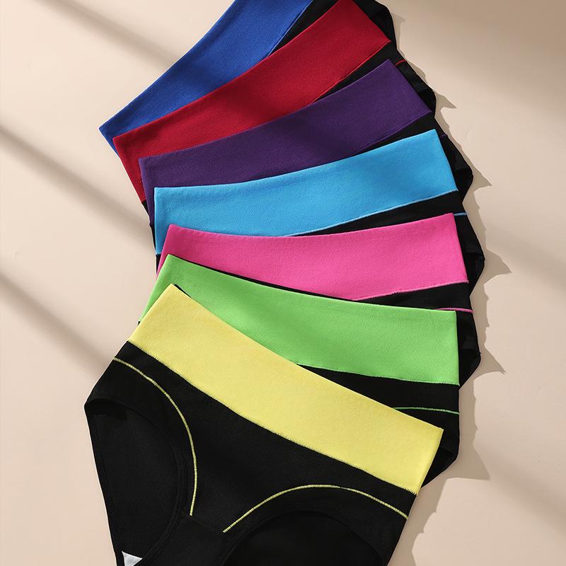 Milk Silk Fashion Contrasting Color Women'S Underwear Briefs High Waist Large Size Loose Underwear Briefs Women