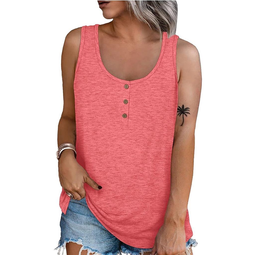 Women Summer 2022 Sleeveless Casual Solid Color O-Neck T-Shirt Tops Blouse