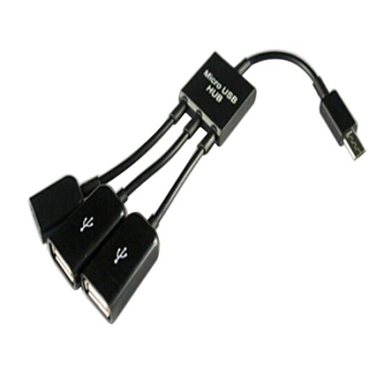 3in1 Micro USB HUB OTG Male to Female Dual USB 2.0 Adapter Cable for Samsung