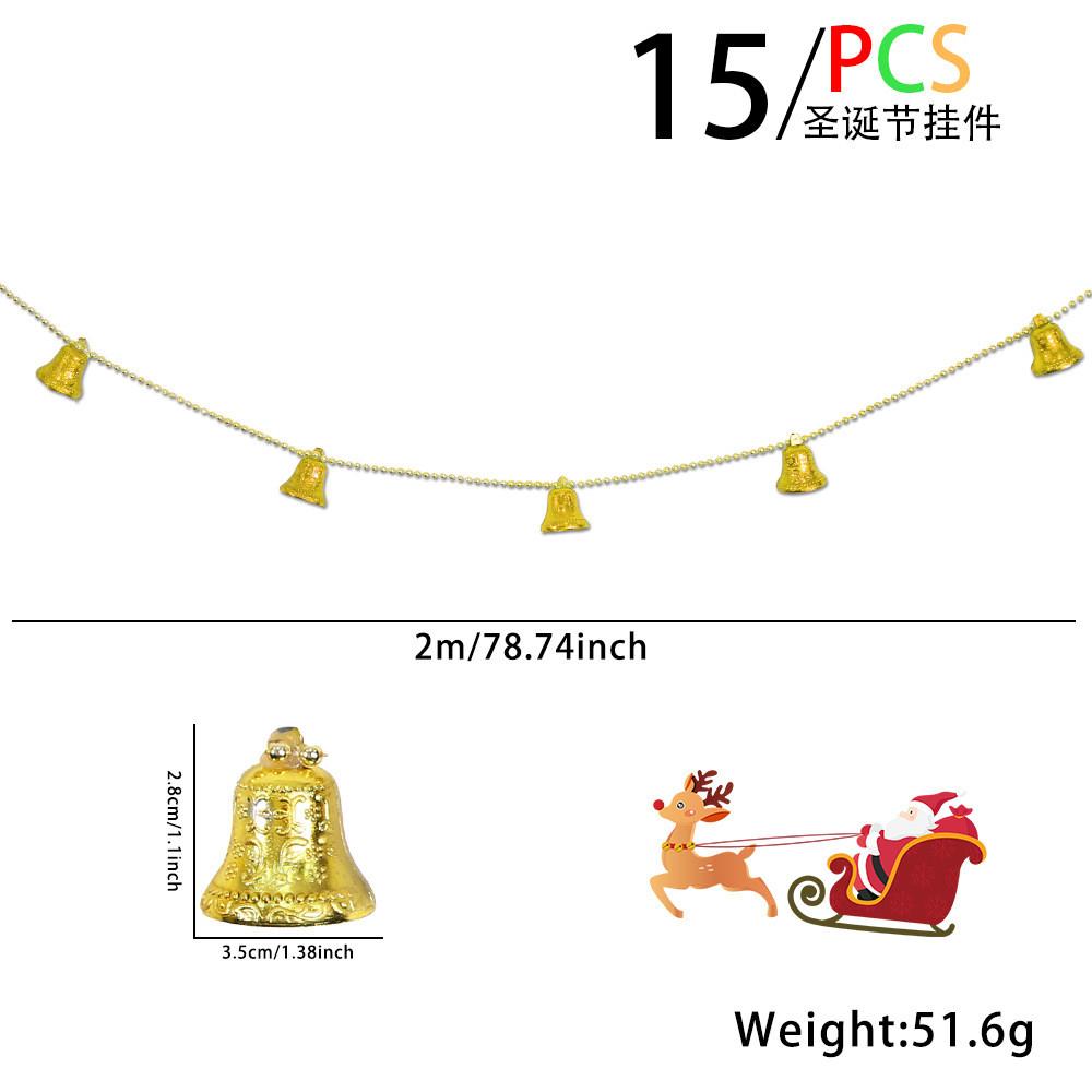

2 Meter Charming Christmas Bell Garland Plastic Ornaments For Merry Holiday Decor 2M Gold Bells