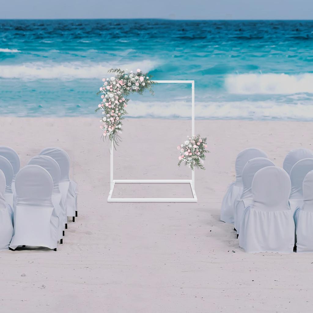 Elegant White Wedding Arch Stand, 1x0.75m Rectangular Iron Frame, Modern Floor Standing Ceremony Backdrop,Sturdy 8kg Capacity