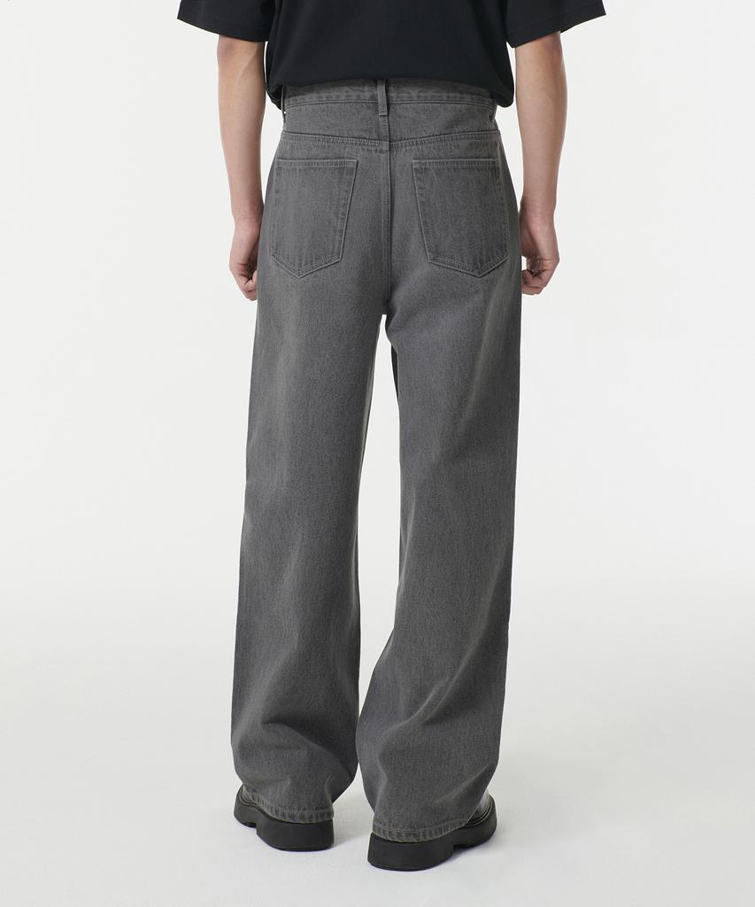 MUSINSA STANDARD Deep Tuck Overlap Wide Denim Pants [Gray]