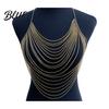 Women Body Chain Versatile Rhinestone Chest Multi Layer Design Lightweight