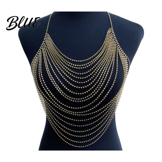 Women Body Chain Versatile Rhinestone Chest Multi Layer Design Lightweight