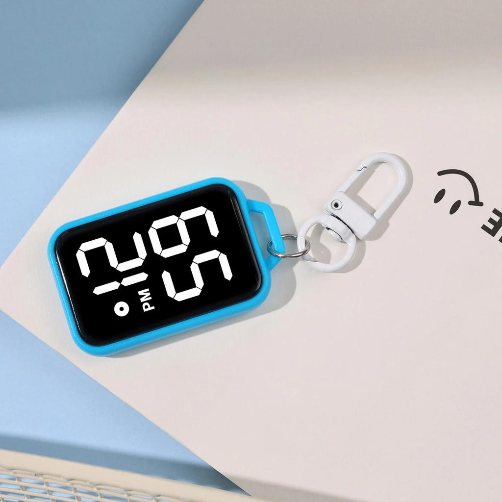 LED Keychain Pocket Watch Digital Electronic Watch Keychain Luminous Function Hanging Watch Touch Display Digital Pendant Watch