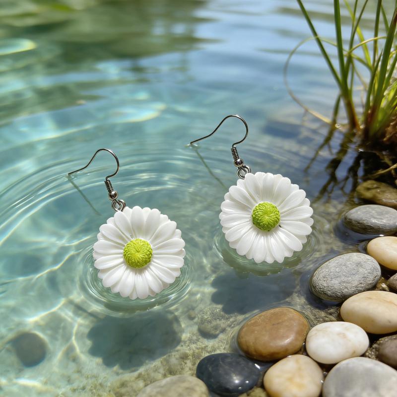 Neue Boho 3D Blumen Hängeohrringe für Damen Bunte Harz Blumen Hängeohrringe für Sommer Strandurlaub Tägliches Tragen Schmuck