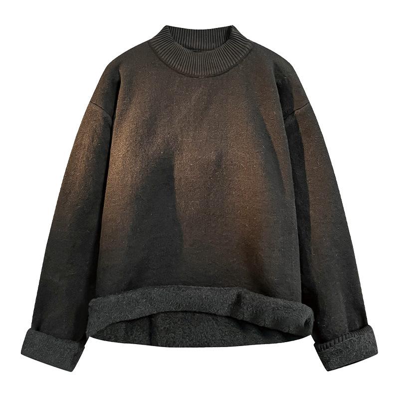 

Мужской свитер в осенне-зимнем стиле, свободного и непринужденного кроя, с ретро-бархатной внутренней подкладкой, базовый вязаный свитер 3XL