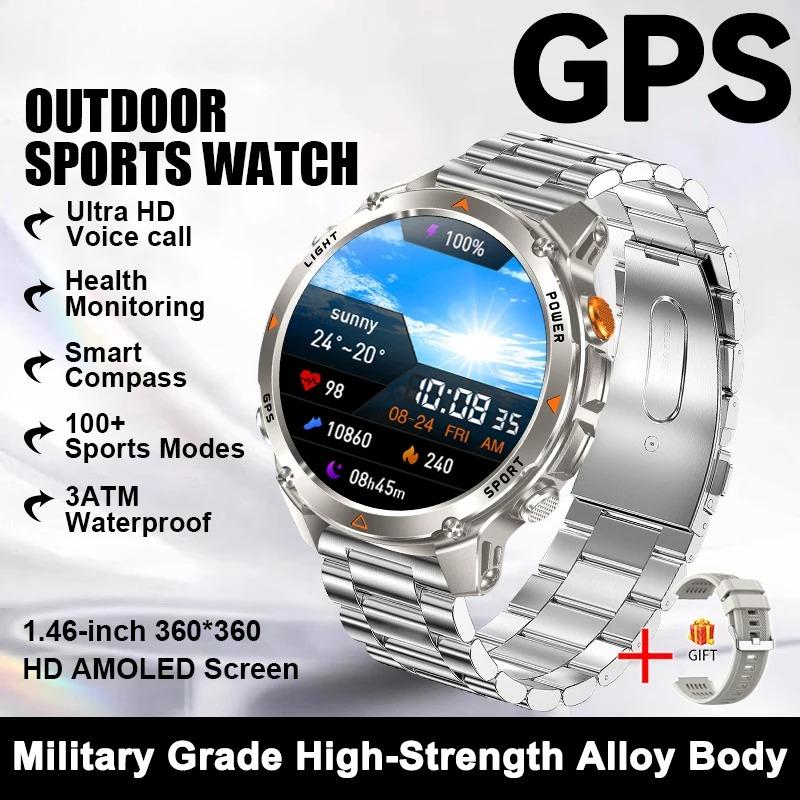 New Military Outdoor GPS Positioning SmartWatch Men Run RIDE Fitness GPS Tracer 10ATM/IP69 Compass HD call Sports Watch bracelet