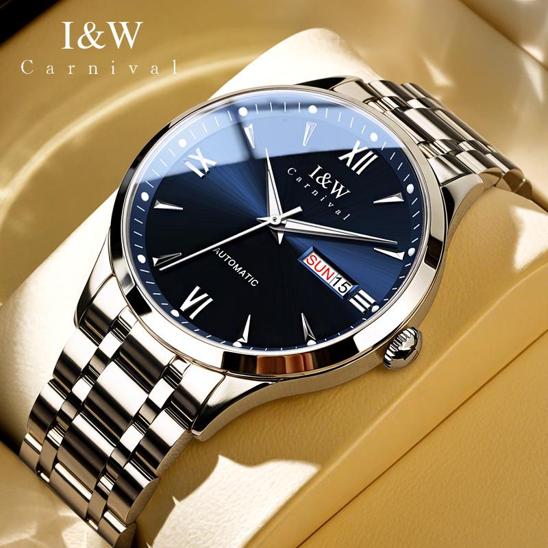IW Rose Gold Blue Men's Watches Trend Fashion Fine Steel Original Automatic Mechanical Watch for Man MIYOTA Movement Calendar