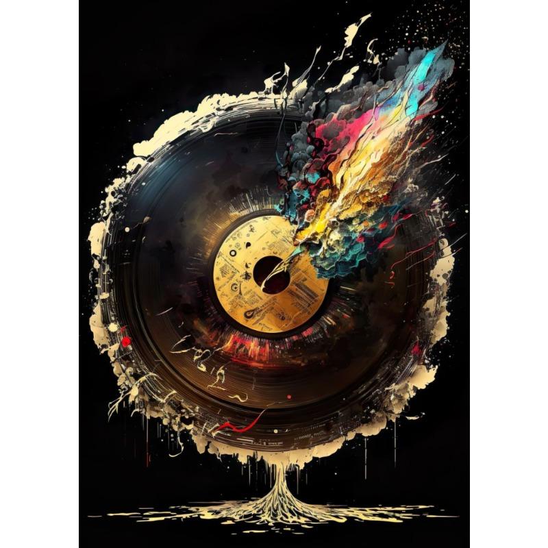 Colorful Symphony Guitar Canvas Painting Musical Inspiration Poster Print Wall Art for Living Room Home Decor Frameless Gifts