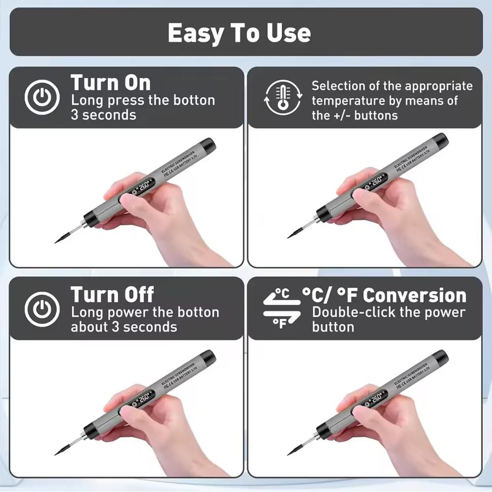 USB Electric Soldering Iron Adjustable Temperature Digital Display Portable Welding Tool For Electronics Repair Rework DIY
