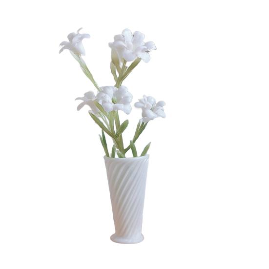 Miniature Flowers Mini Plant in Vase Model Miniature Faux Plant with Flowers for Doll Mansion Decoration Photography Display