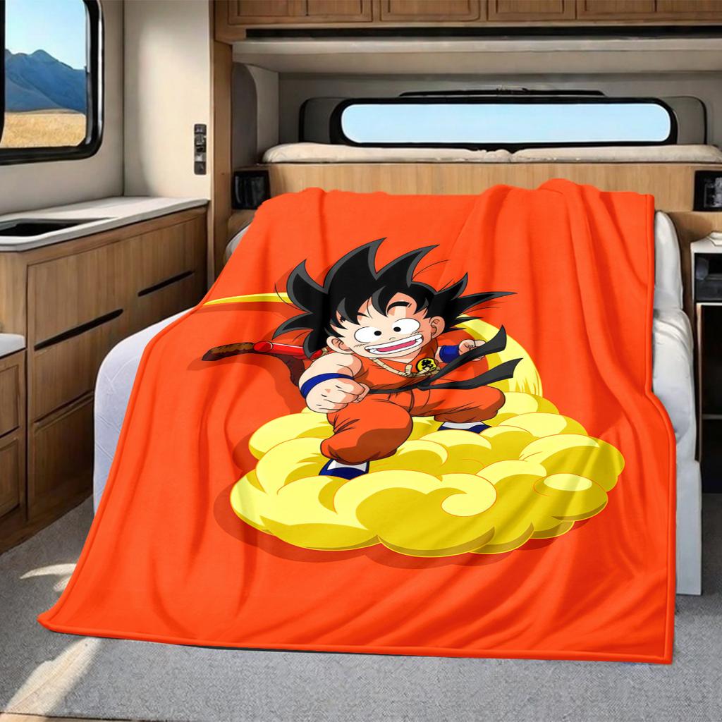 1pz Coperta in Flanella con Stampa Son Goku, Alta Qualità per Tutte le Stagioni, Decorazione per la Casa, Calore e Comfort, Perfetta per Regali di Natale