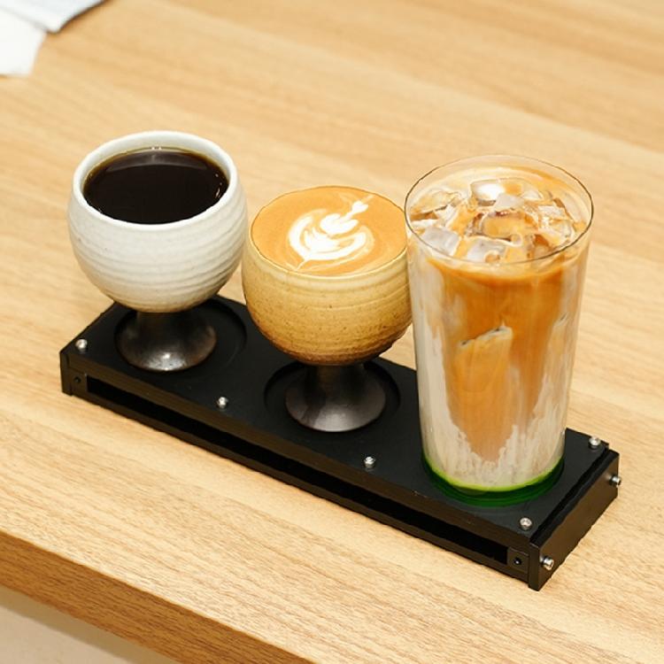 3 Hole Drink Cup Stand Shelf Acrylic Heat Resistant Cup Holder Nonslip Base Drinks Serving Board Coffee Storage Rack