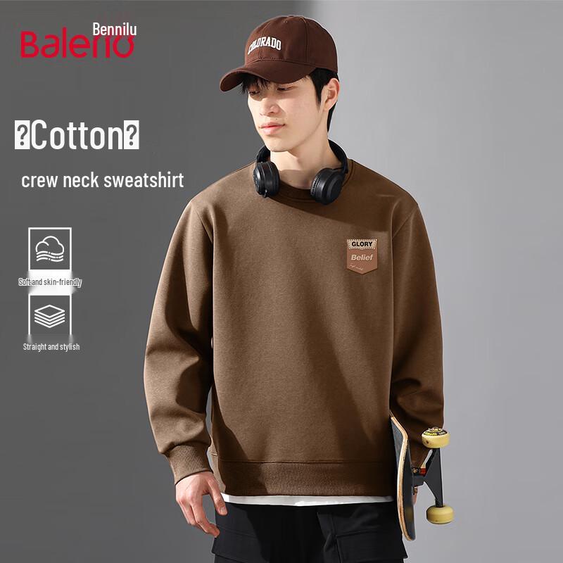 

Baleno Men s Basic Loose Fit Round Neck Pullover Sweatshirt 2XL