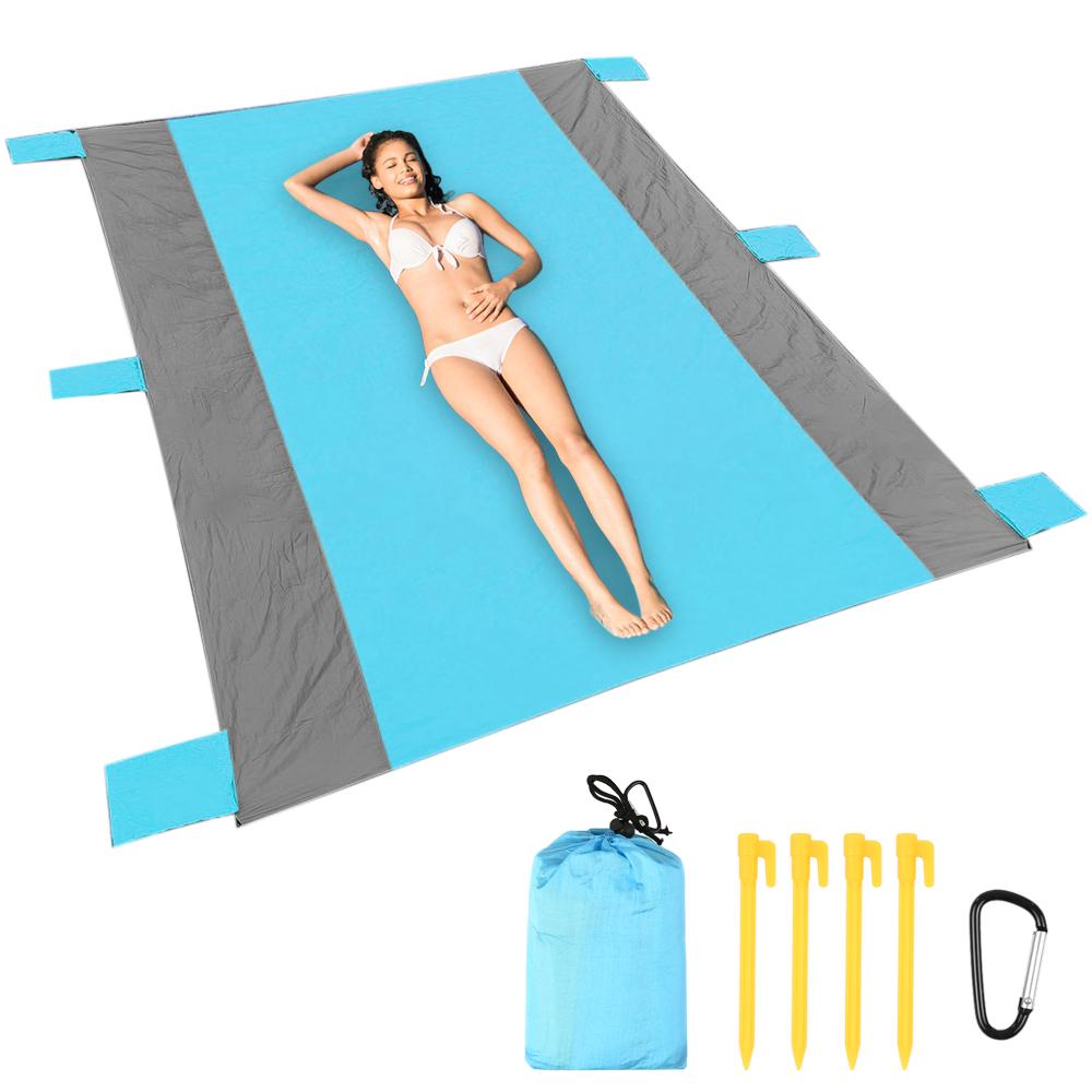 

Водонепроницаемое пляжное одеяло с угловыми карманами, стойкое к песку, коврик для пикника для путешествий и кемпинга