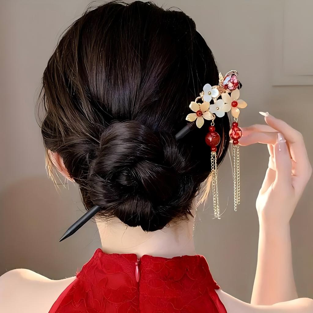 1pc Fashion Chinese Style Hair Accessory Suitable for Daily Party Dresses Beautiful Floral Hair Clip Women's Elegant Hair Needle