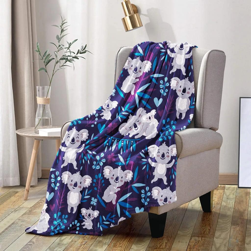 Cute Koala Throw Blanket Gifts for Koala Lovers Kawaii Wild Animals for Couch Sofa Bed Lightweight Warm Super Soft King Size