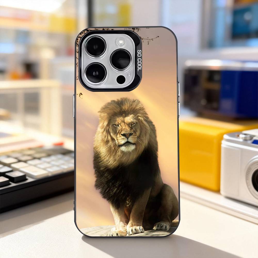 Cool Lion Animal For iPhone 17,16,15,14,13,12,11,Pro,Max,Plus,E,Air,Mini Anti Fall Black Matte Hard Bumper Phone Case