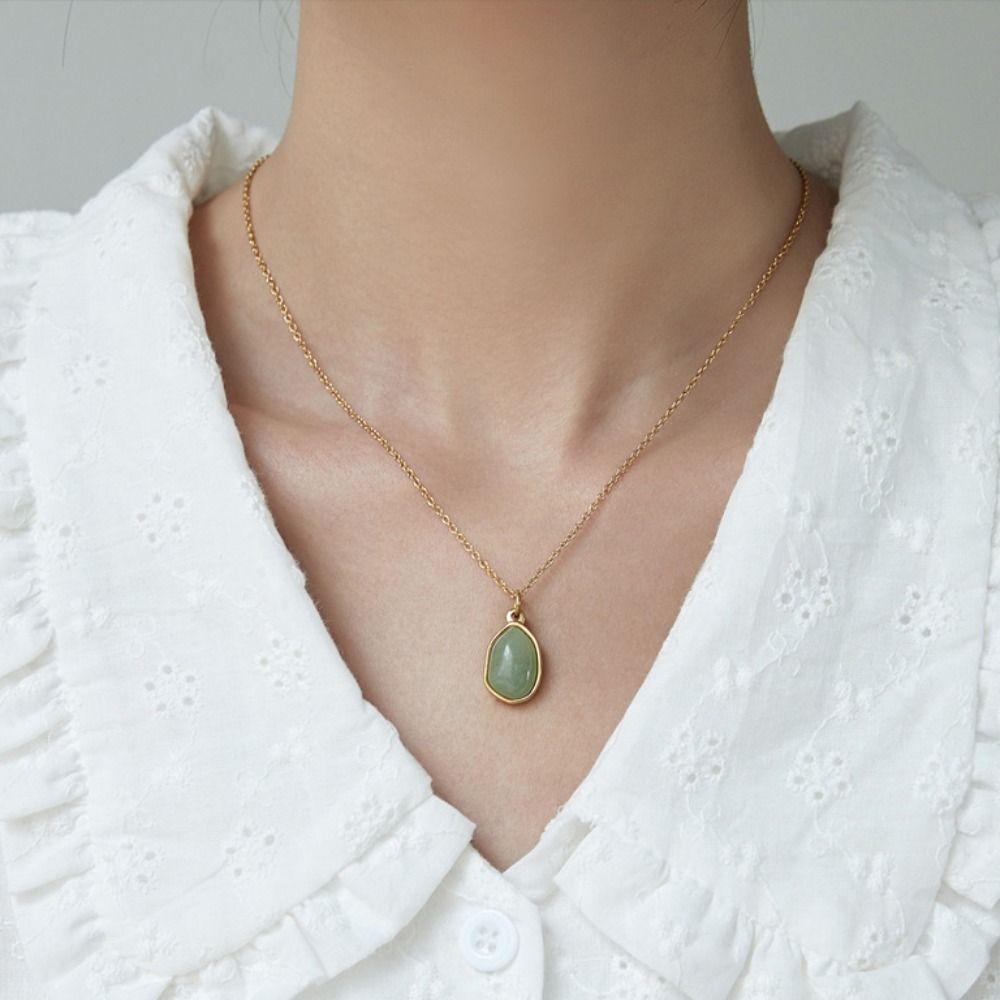 Plated 18K Gold Titanium Steel Necklace Casual Gold Collarbone Chain  Jewelry