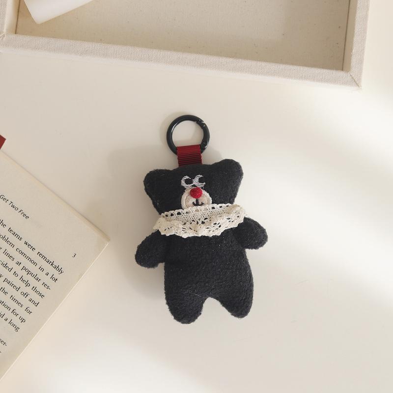 Kawaii Czerwony Nosek Mały Miś Wisiorek Urocza Kreskówkowa Wypchana Lalka Brelok Śliczny Breloczek Dekoracja do Zawieszenia na Plecaku Ozdoby do Torby