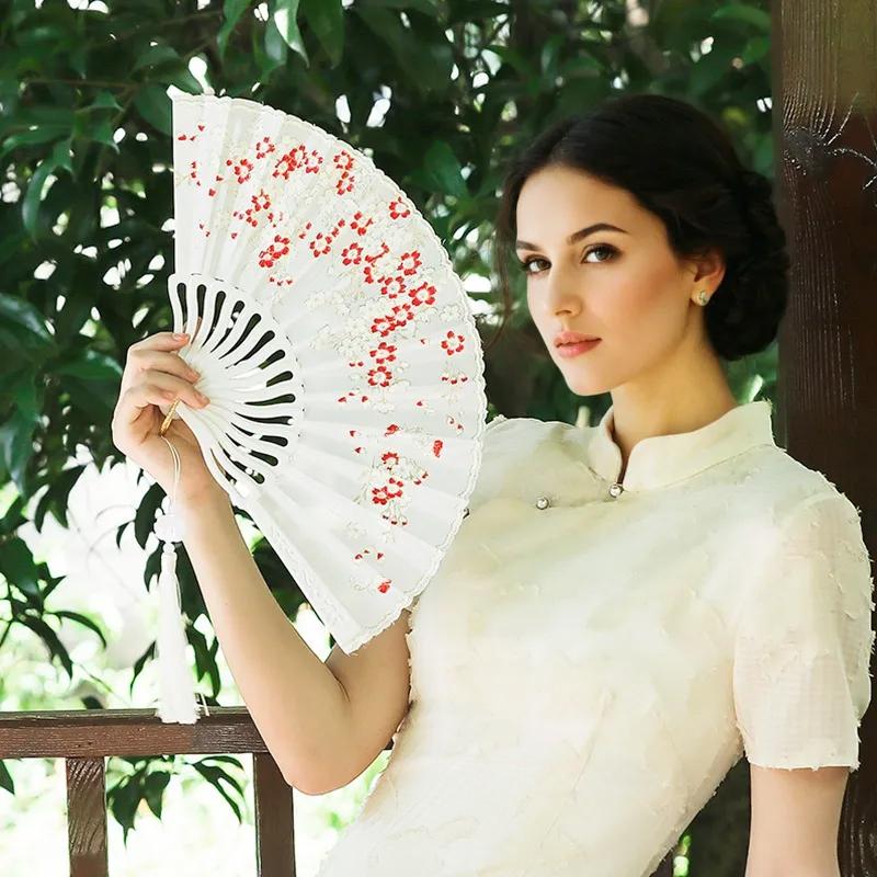1PC Ancient Style Photography Folding Dance Performance Fan Elegant Plum Blossom Gift Plastic Classica New Chinese Style Colorful