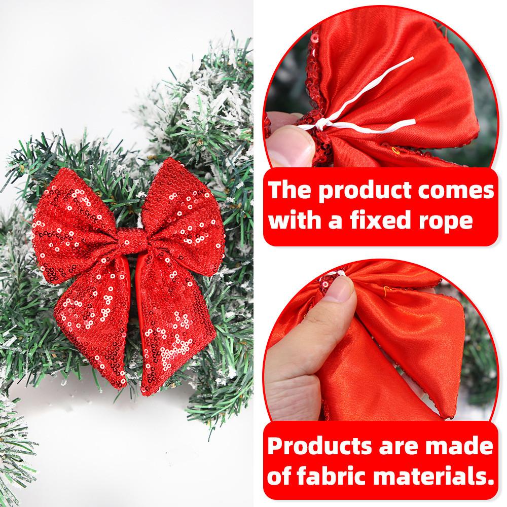 Festive Christmas Decorative Bow With Iridescent Sequins For Stunning Tree Dcor