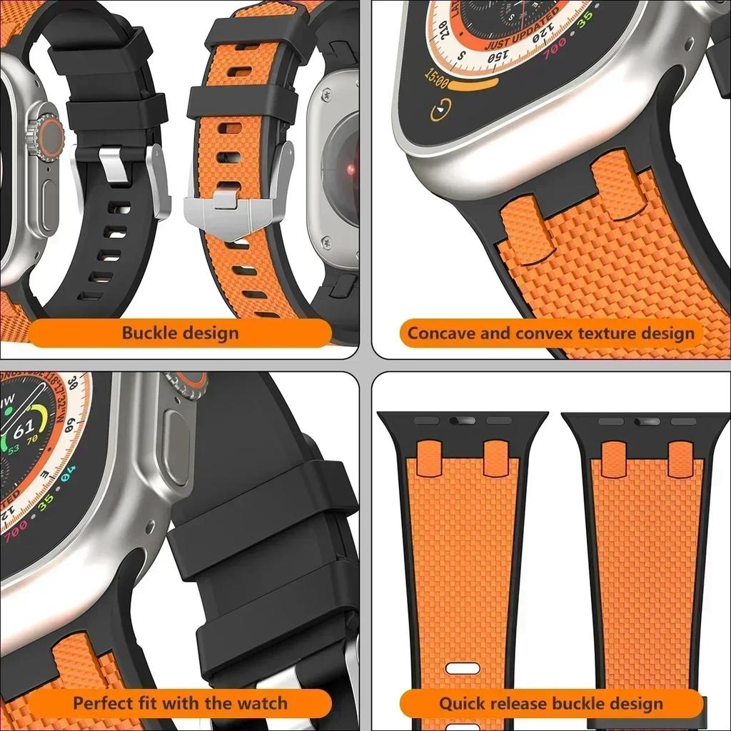 Carbon Fiber Strap for Apple Watch Ultra 3 49mm Silicone Band 46mm 45mm 44mm Men Sport Bracelet For iWatch 11 10 9 8 7 6 4 5 Se