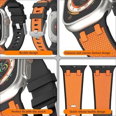 Pasek z włókna węglowego do Apple Watch Ultra 3 49mm Silikonowy pasek 46mm 45mm 44mm Męska bransoleta sportowa do iWatch 11 10 9 8 7 6 4 5 se