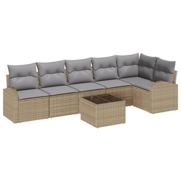 7-Piece Garden Sofa Set with Black Poly Rattan Cushions 3354739