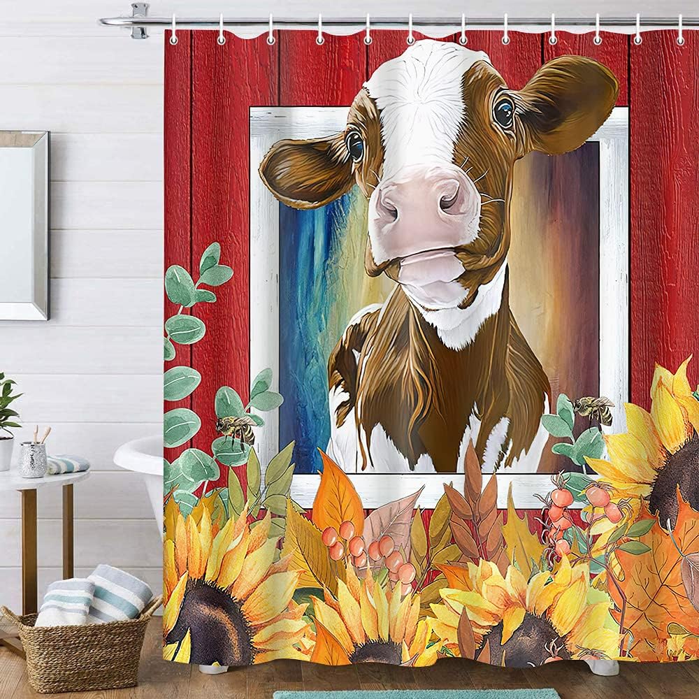 Cute Dog Shower Curtain for Kids Girls Boys Bathroom Decor, Funny Animals Puppy Dog Lovers Gift Bathtub Curtains Set, Vintage