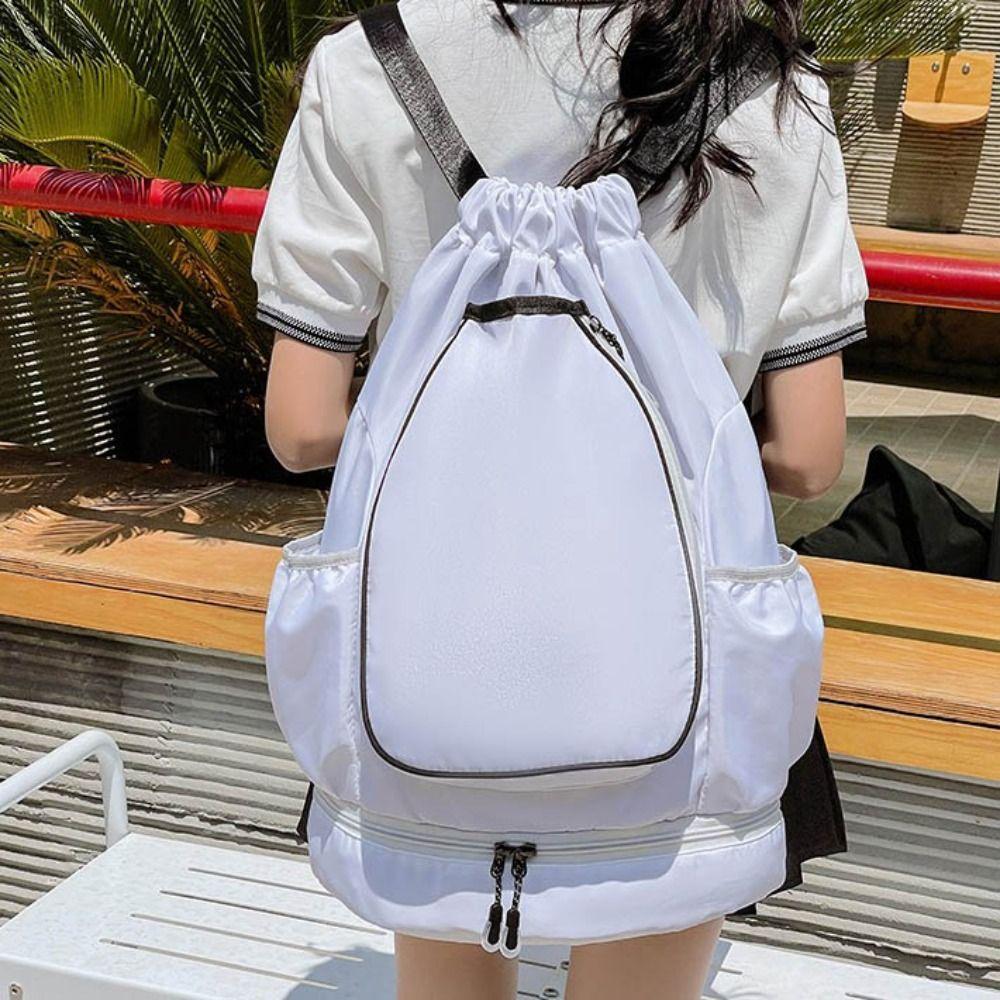 

Large Capacity Tennis Racket Backpack Drawstring Fitness Bag Exercise Gym Equipment белый